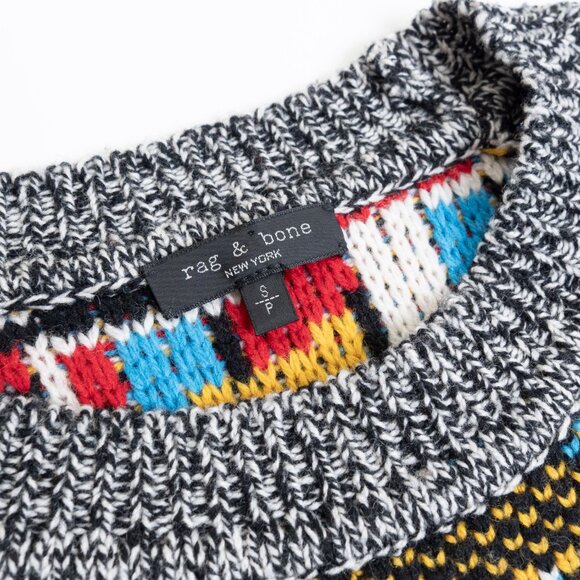 rag & bone Willow Rainbow Sweater 100% Merino Wool Chunky Colorful - Picture 6 of 14